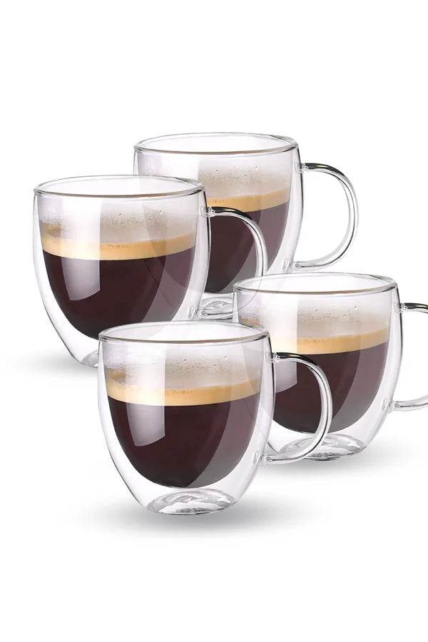 Set x4 Taza de Vidrio Doble Pared 150ml OnOff – Elegancia y Resistencia - Pa´la house
