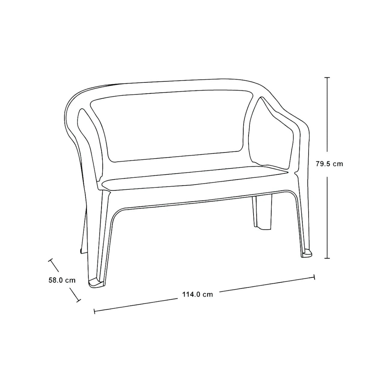 Silla Eterna doble con brazos color Wengue de Rimax - Pa´la house
